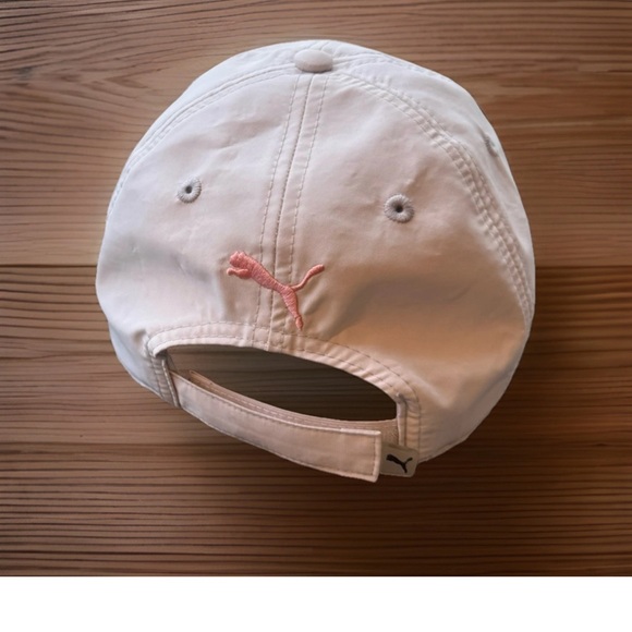 Women’s PUMA Cream Baseball Hat with Coral Metallic Logo Embroidered - Picture 3 of 6